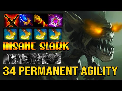 34 PERMANENT AGILITY [ Slark ] INSANE TEAM FIGHT - DOTA 2 GAMEPLAY