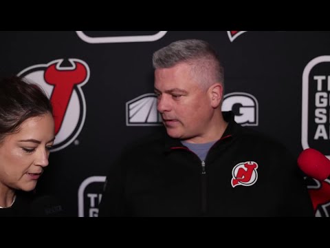 Sheldon Keefe speaks to the media prior to Devils vs. Wild
