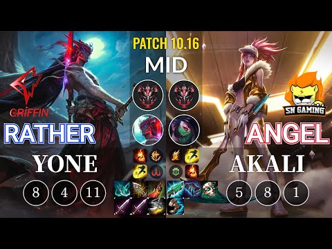 GRF Rather Yone vs SN Angel Akali Mid - KR Patch 10.16