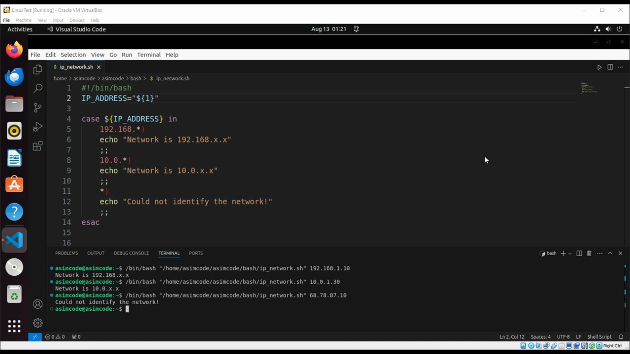 Bash Script to check IP address and determining its network