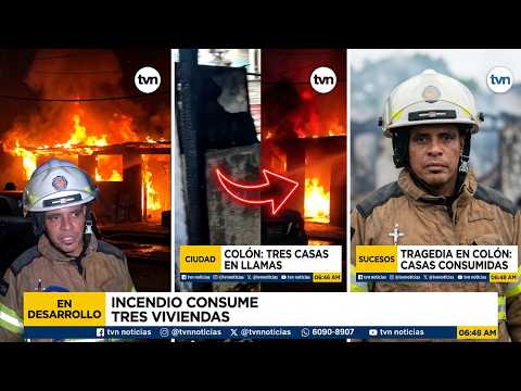 Incendio consume tres viviendas en la ciudad de Colón