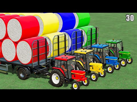 TRANSPORTING & HARVESTING COTTON BALES w/ MINI JOHN DEERE TRACTORS! #30 Farming Simulator 22