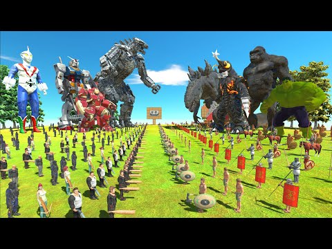 Modern War - Team MechaGodzilla + Gundam + Zone Fighter VS Team Zilla Kaiju + King Kong + Hulk