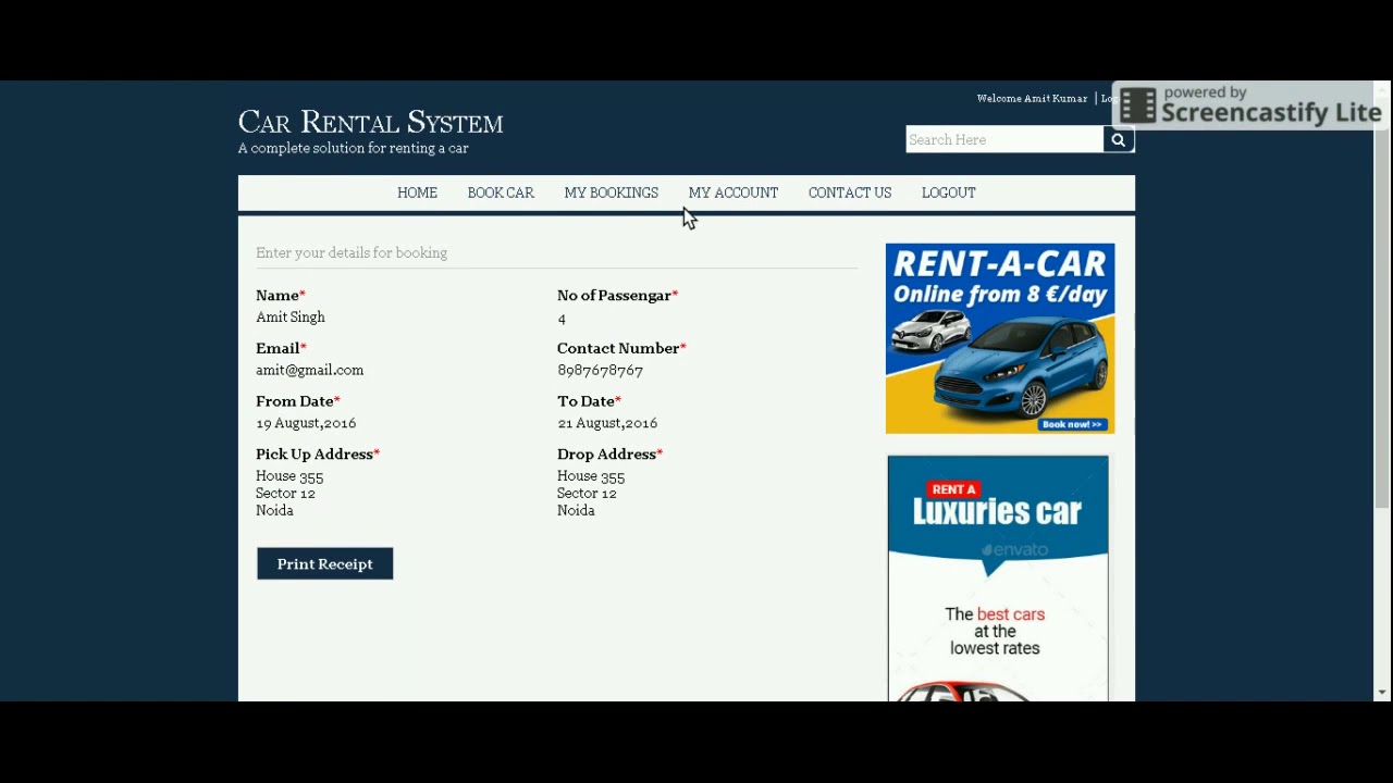 Java, JSP And MySQL Project On Car Rental System