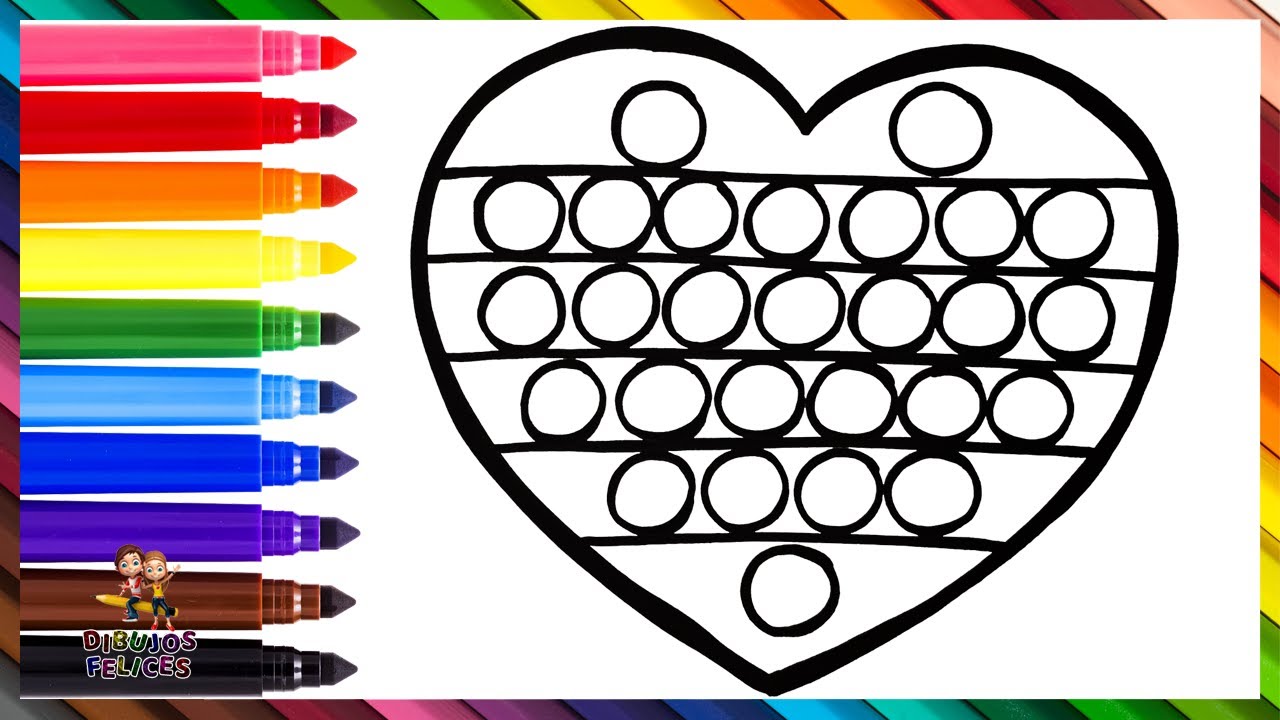 Dibuja y Colorea Un Arcoiris POP IT Corazón ❤️🌈 Dibujos Para Niños