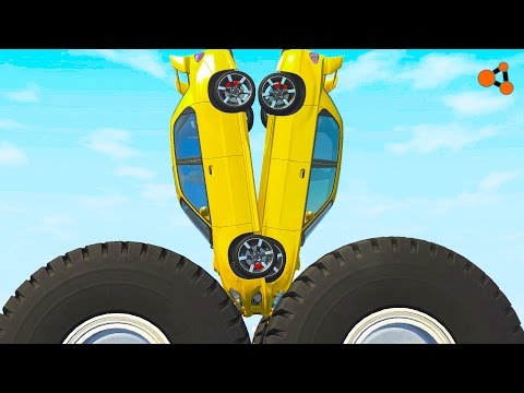 Beamng Drive - Crush Cars with Large Wheels