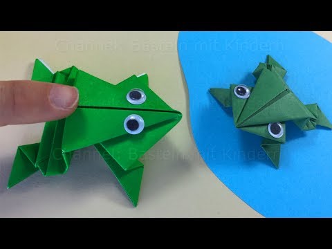 Origami Frosch: Hüpfen & Springen - Einfachen hüpfenden Frosch basteln mit Kindern