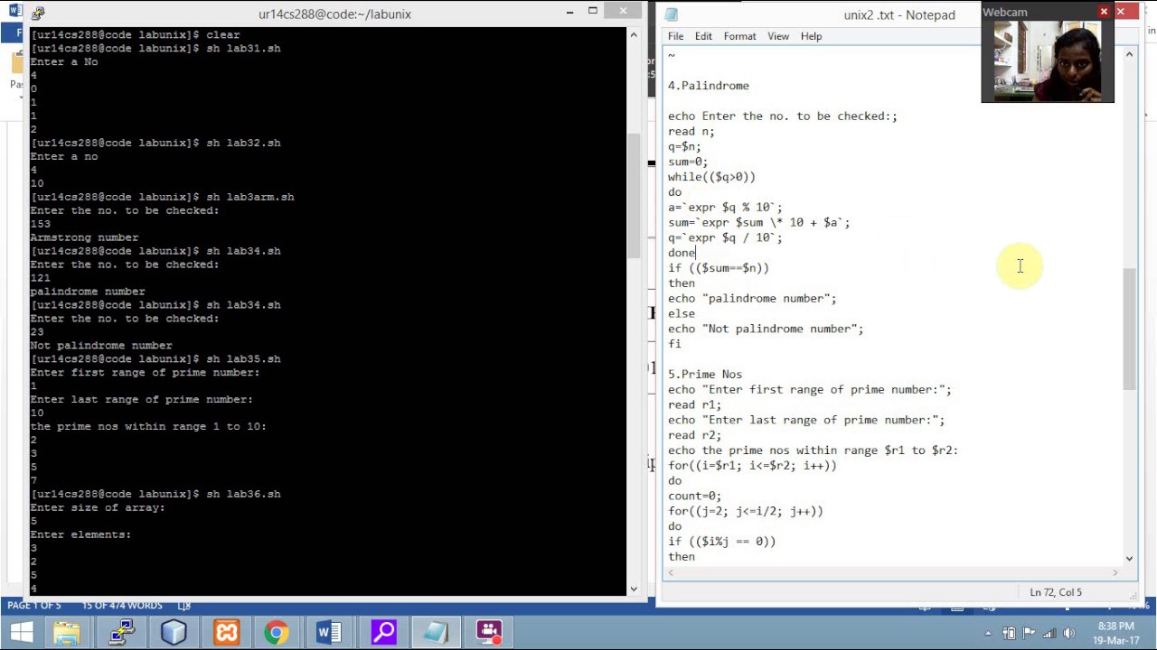 Unix Lab 3 -Looping Structures in shell programming