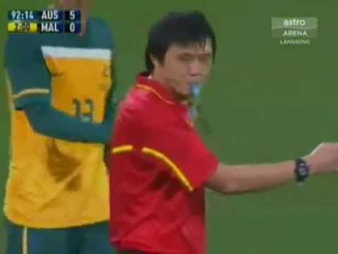 Soccer Player Tackle Referee (Australia v Malaysia)