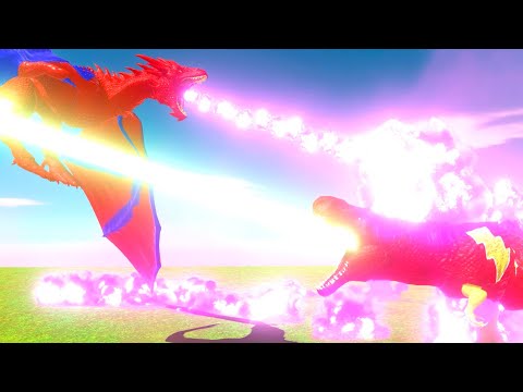 FLESH PLASMA T-REX  vs  SUPERMAN DRAGON DEATH FALL -  Animal Revolt Battle Simulator