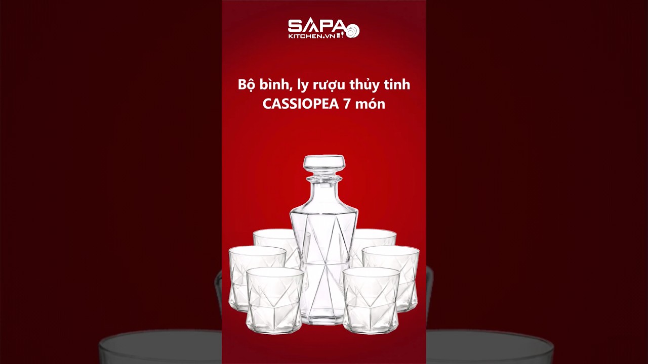 Bộ bình rượu, ly rượu thủy tinh Cassiopea 7 món