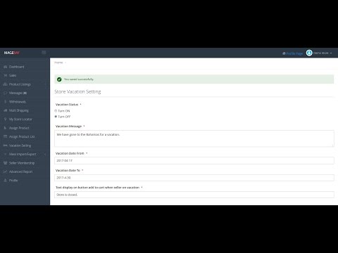 Magento Marketplace Vendor Vacation Extension