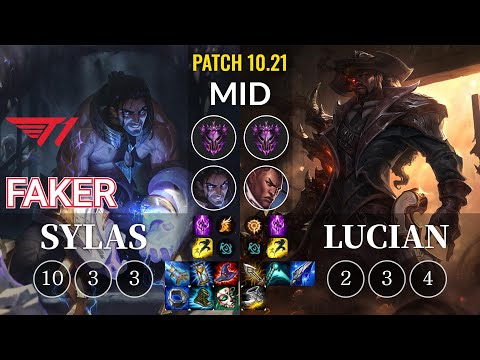 T1 Faker Sylas vs Lucian Mid - KR Patch 10.21