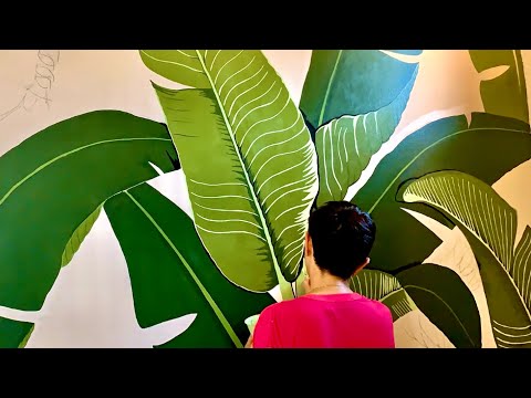 TROPICAL MURAL TIME-LAPSE EASY STEP BY STEP-1
