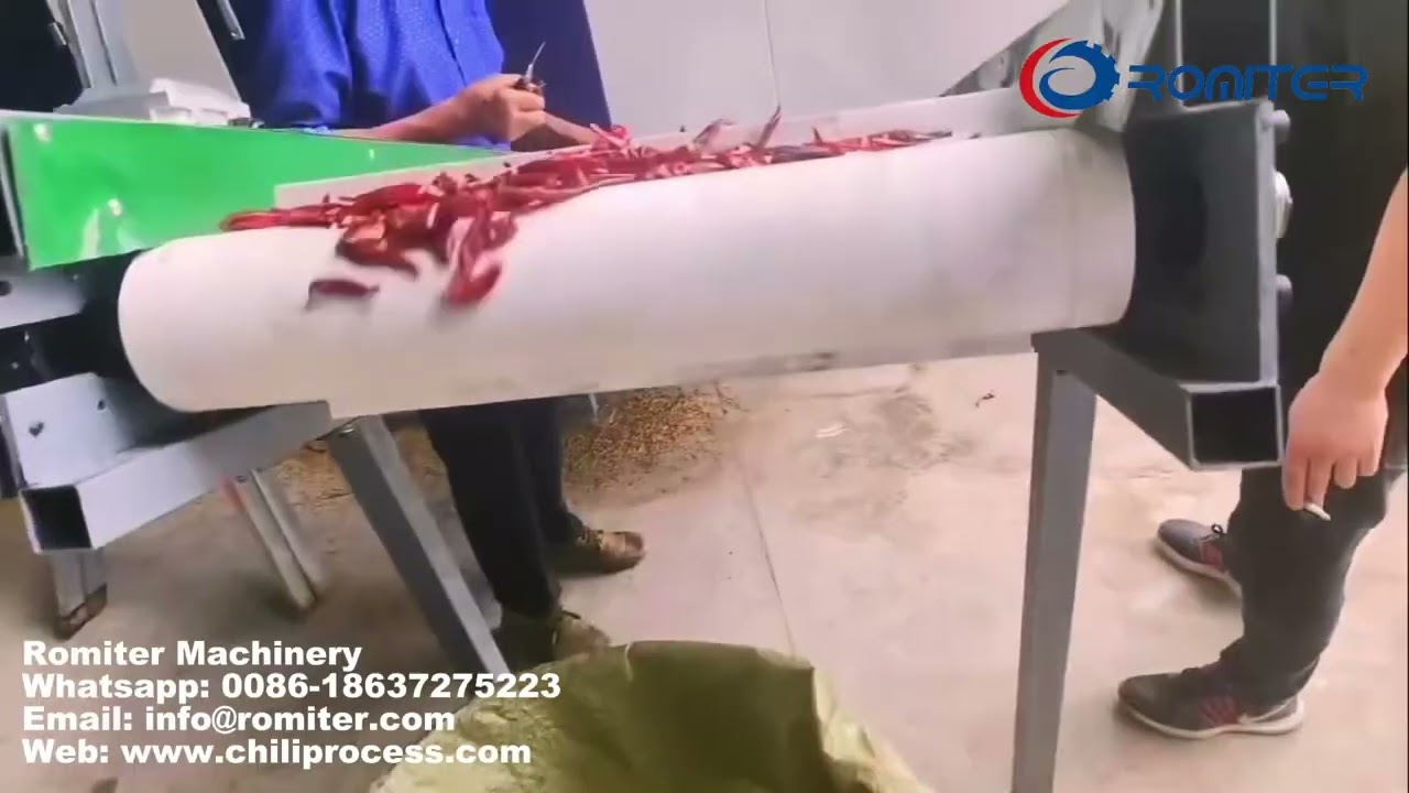 Automatic 3 Layer Drum Chili Stem Cutting Machine