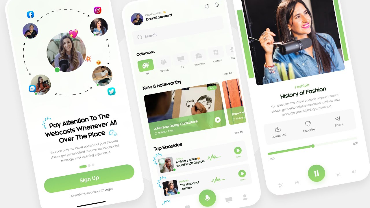 Podcast Ui Screens Design Figma  + Filmora - Speed Art
