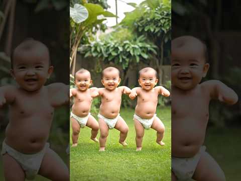 3 Chubby Babies Dancing Cutely in the Garden | Viral Baby Dance 2025