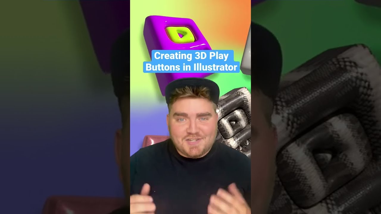 Making #3D play buttons in #Illustrator | 100K Subscriber Special! #shorts #playbutton #creatoraward