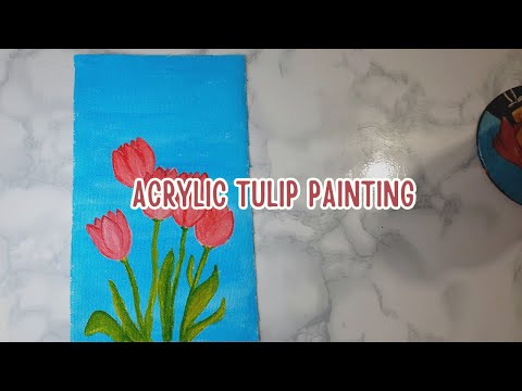 Tulip flower painting with acrylic paint/ Acrylic painting for beginners tutorial