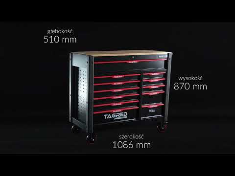 Szafa warsztatowa TAGRED TA186, wózek warsztatowy PERFORMANCE XXL | 12 szuflad | 691-el.