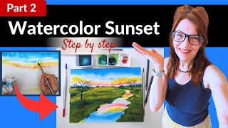 Watercolor SUNSET Tutorial (Step by Step) | Part 2