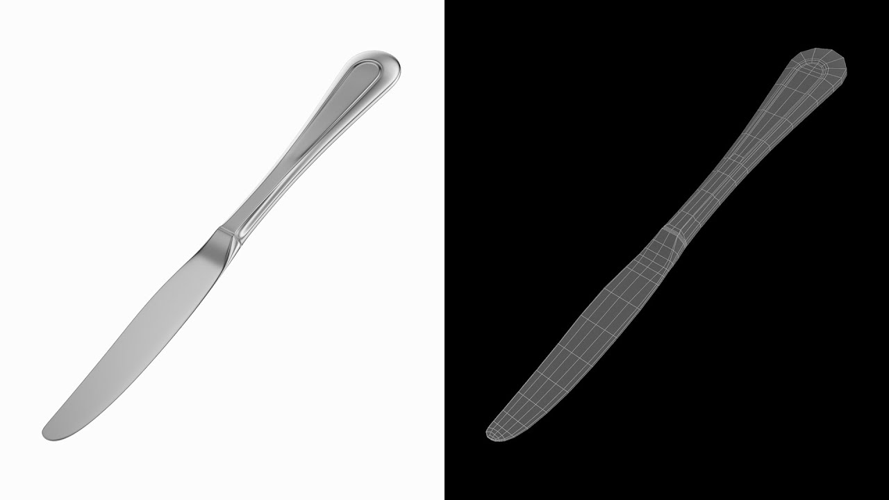 Faca de Jantar de Mesa Talheres Cl&aacute;ssicos Modelo 3D