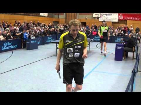 Flemming vs Lauric Jean 2 Tischtennis 2 Bundesliga TV Hilpoltstein Juelich 20160410 6