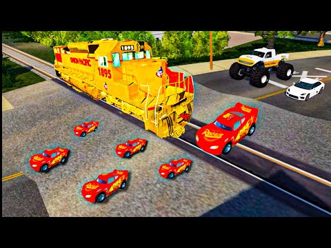 Small to Giant Cars vs Train and Rail - BeamNG.drive