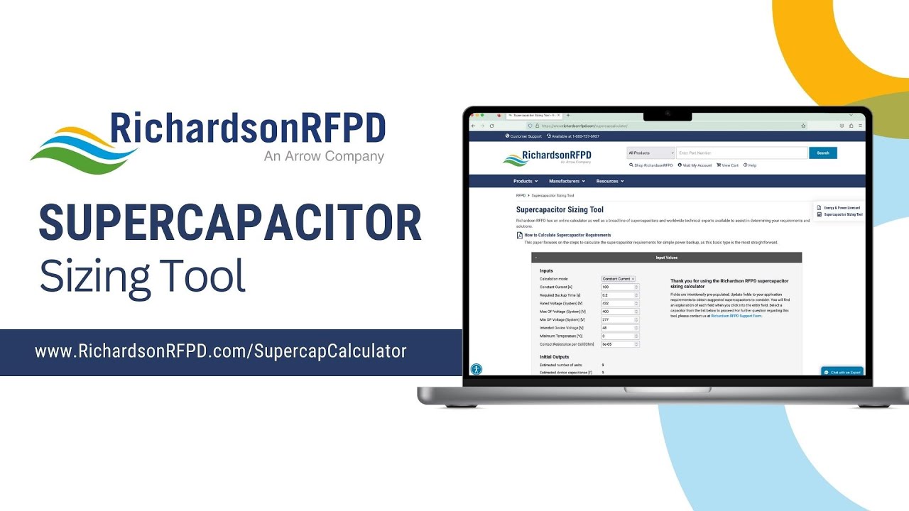 Strumento di dimensionamento dei supercondensatori