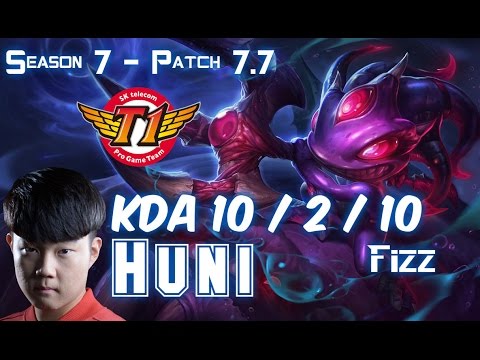 SKT T1 Huni FIZZ vs RUMBLE Top - Patch 7.7 KR Ranked