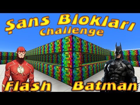 Şans Blokları Challenge Batman vs Flash Yarışıyor Örümcek Çocuk Minecraftta Çizgi Film Gibi