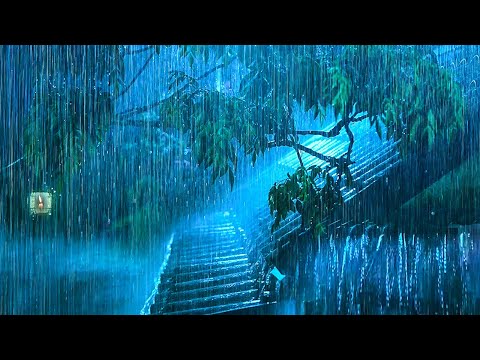 Goodbye Stress to Sleep Instantly with Torrential Rain & Intense Thunder Sounds at Stormy Night