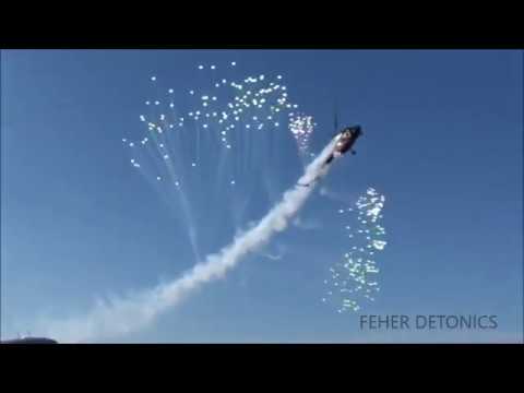 Helicopter airshow with pyrotechnic special effects by FEHER DETONICS