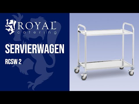 Video - Servierwagen - Edelstahl - 2 Borde - Ablagen: 90 x 50 cm - 300 kg - Royal Catering