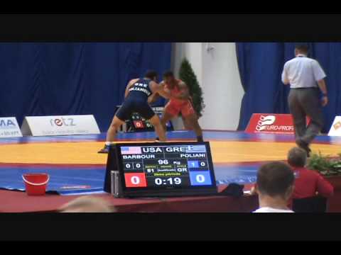 Robert Barbour (USA) dec. Christakis Polianidis (GRE) at 96 kg in Junior World Greco-Roman