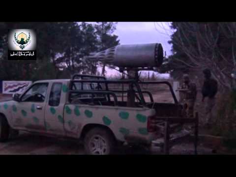 تجربة راجمة صواريخ محلية الصنع من قبل كتيبة الناصر صلاح الدين في الغوطة الشرقية في ريف دمشق