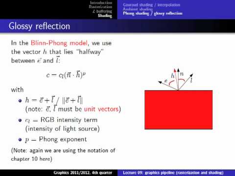 Computer Graphics 2012, Lect. 9(2) - Rasterization & Shading