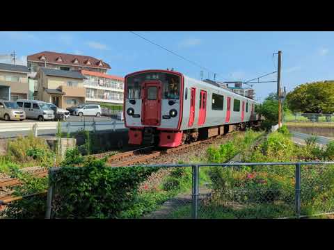 Trains on the Hohi Main Line in Kumamoto, Japan
