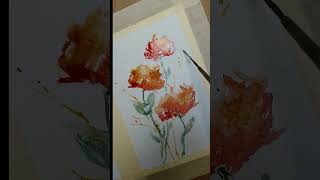 Simple Watercolor Flowers in Minutes #satisfying #artprocess #watercolortutorial