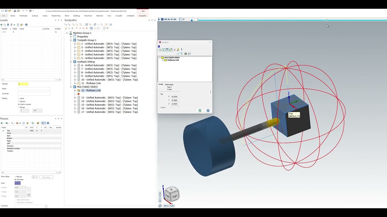 Mastercam 2025 Multiaxis Linking quick tutorial