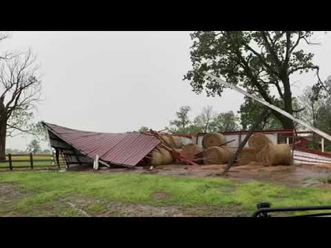 Barns flattened by suspected Tornado in Oklahoma