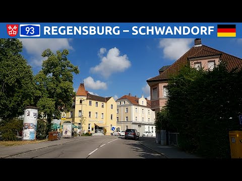 Driving in Germany. A route from Regensburg city center to Autobahn A93. 4K