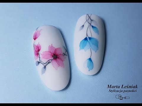 Efekt delikatnych kwiatów || Jak malować akwarelą na paznokciach