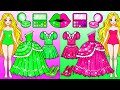 Pink And Green Barbie Makeup Dress Up Barbie Transformation Handmade DIY Arts Paper Crafts