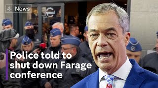 Police try to shut down right-wing event as Nigel Farage speaks