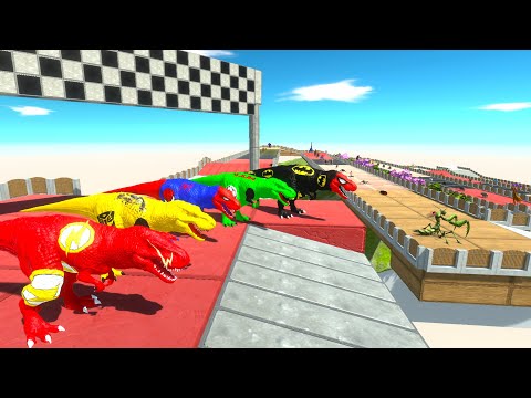 5x T-REX MARVEL DEATH CLIMB AGAINST HEISEI GODZILLA - Animal Revolt Battle Simulator