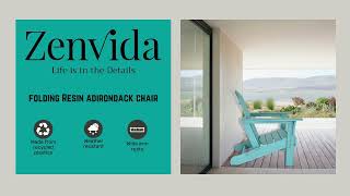 Zenvida Resin Folding Adirondack Chair Outdoor Patio Furniture