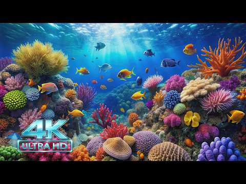 Aquarium 4K VIDEO (ULTRA HD) 🐠 Beautiful Coral Reef Fish - Relaxing Music for Sleep Ocean Dream