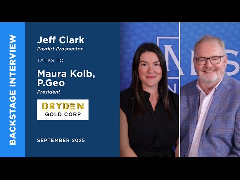 Maura Kolb of Dryden Gold Corp. talks to Jeff Clark at the September Metals Investor Forum
