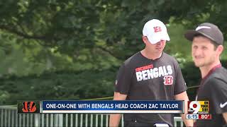 Bengals coach Zac Taylor talks family and football with WCPO Anchor Tanya O'Rourke